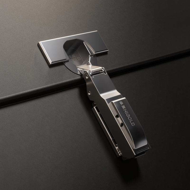 HT Series 95° Soft-Close Hinge with In-Line Plate (Inset) - Gun Grey