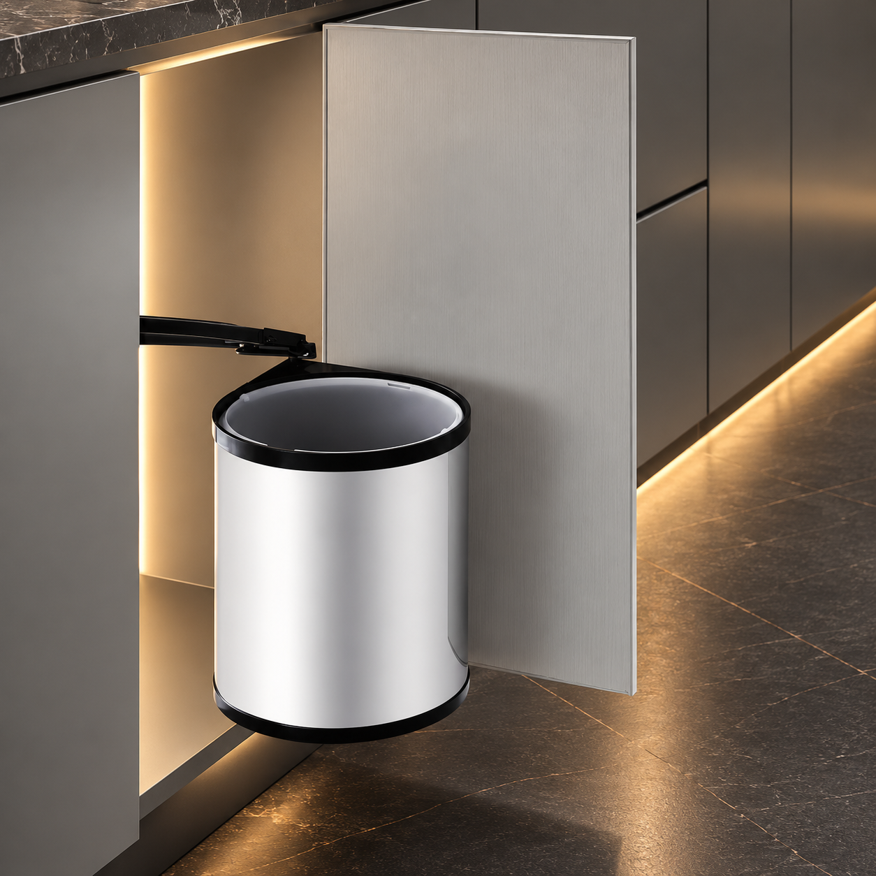 Built-In Stainless Steel Waste Bin 14L with Automatic Lid Opening