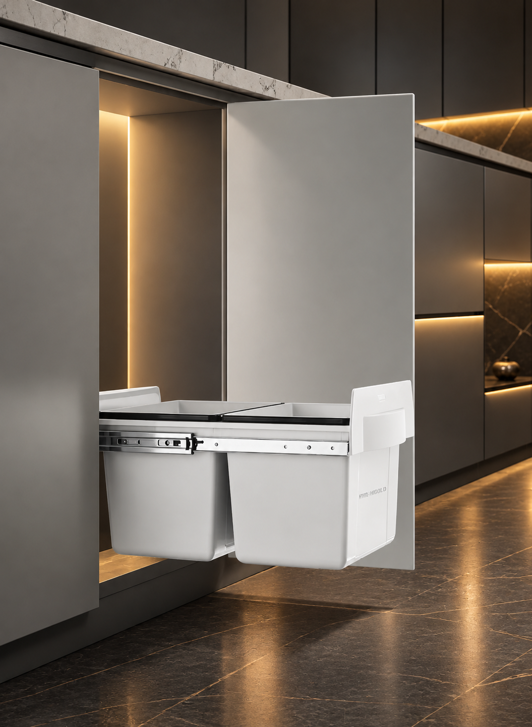 Pull-Out Under Sink Waste Sorting Bin System 2x15L