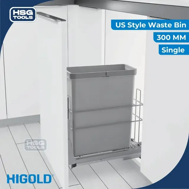 Ներկառուցվող դուրս եկող աղբաման US Style 28 լ 300 մմ պահարանի համար
