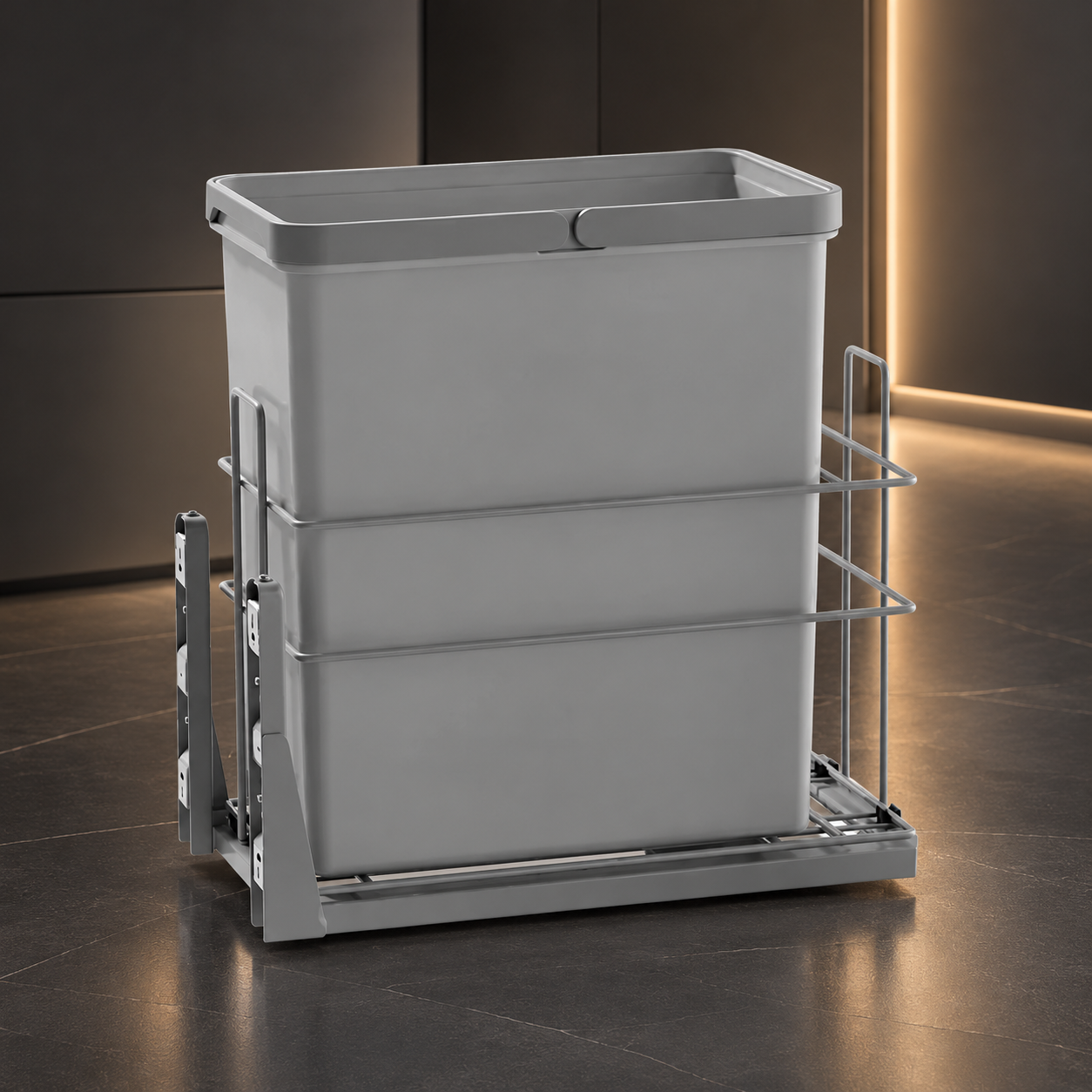 US Style Pull-Out Waste Bin System 1x28L for 300mm Cabinet
