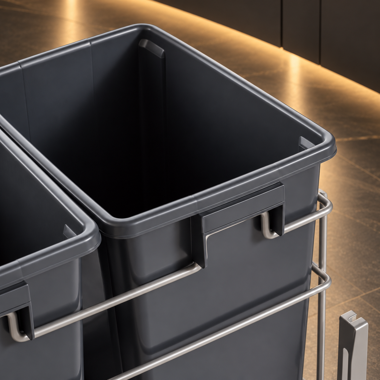 US Style Pull-Out Waste Bin System 2x28L for 450mm Cabinet