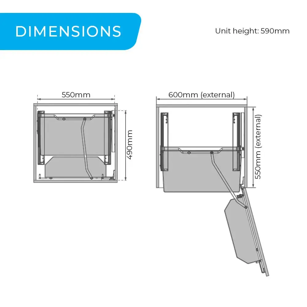 Mini Pantry 2.0 Pull-Out Storage System for 600mm Cabinet (Frame & Baskets)